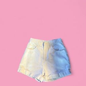 High Waist White Denim Shorts